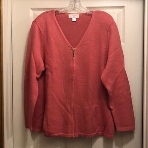 CJ Banks Salmon Pink Zip Up Cardigan Sweater 1X